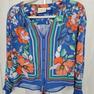 Anthropologie Maeve Elan Scarf Print Blouse